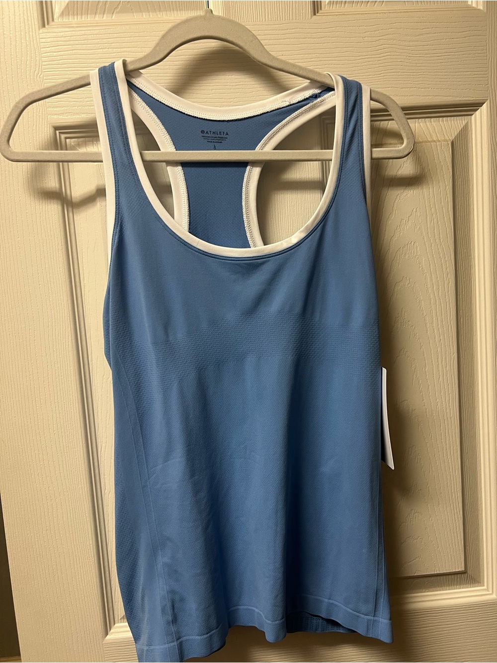 Athleta Light Blue Racerback Tank with White Trim